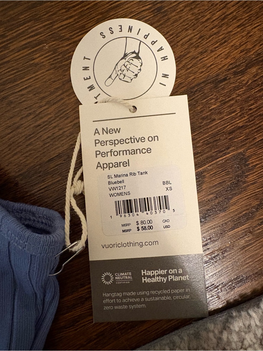 Vuori Ribbed High Neck Tank Top - Dusty Blue - Picture 2 of 3